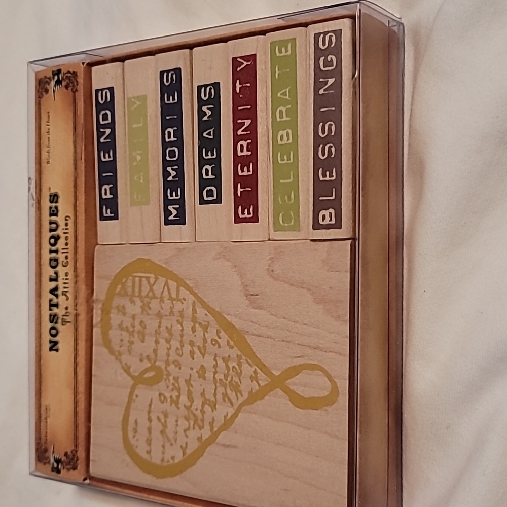 NOSTALGIQUES Attic Collection WORDS FROM THE HEART Wooden STAMPS SET